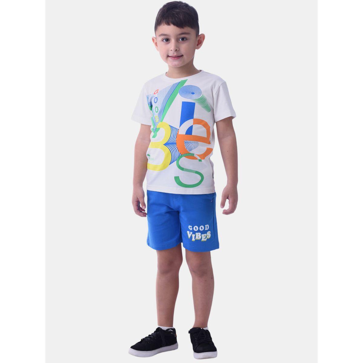 مجموعة من شورت وتيشيرت بطبعة جرافيك فيكتور آند جين × ستايلي-boys-clothing-setsandcoords-image-1