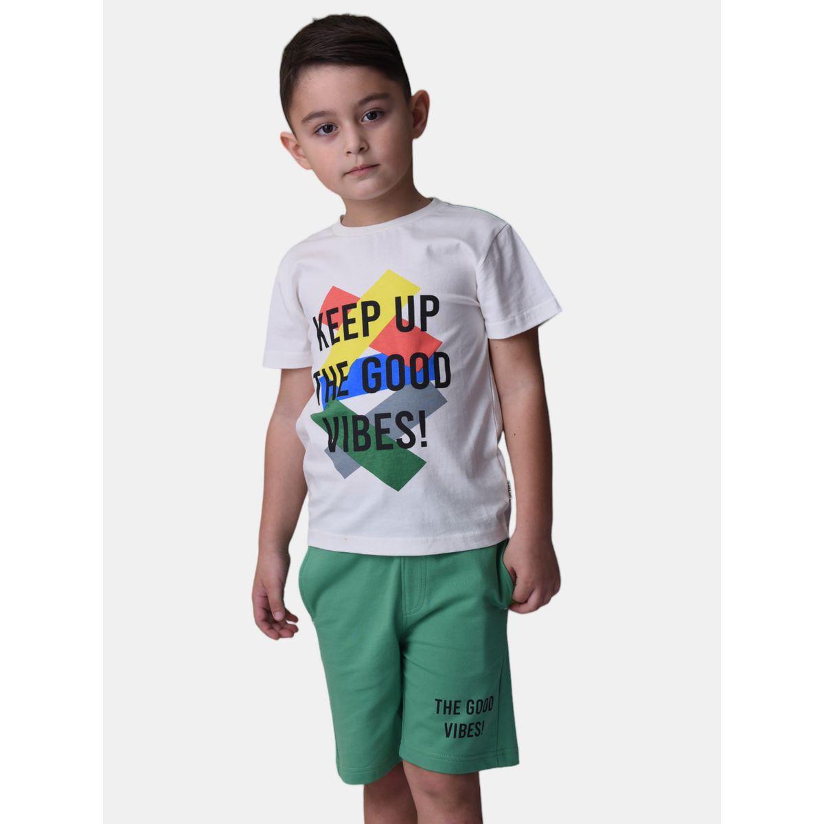 مجموعة من شورت وتيشيرت بطبعة جرافيك فيكتور آند جين × ستايلي-boys-clothing-setsandcoords-image-3