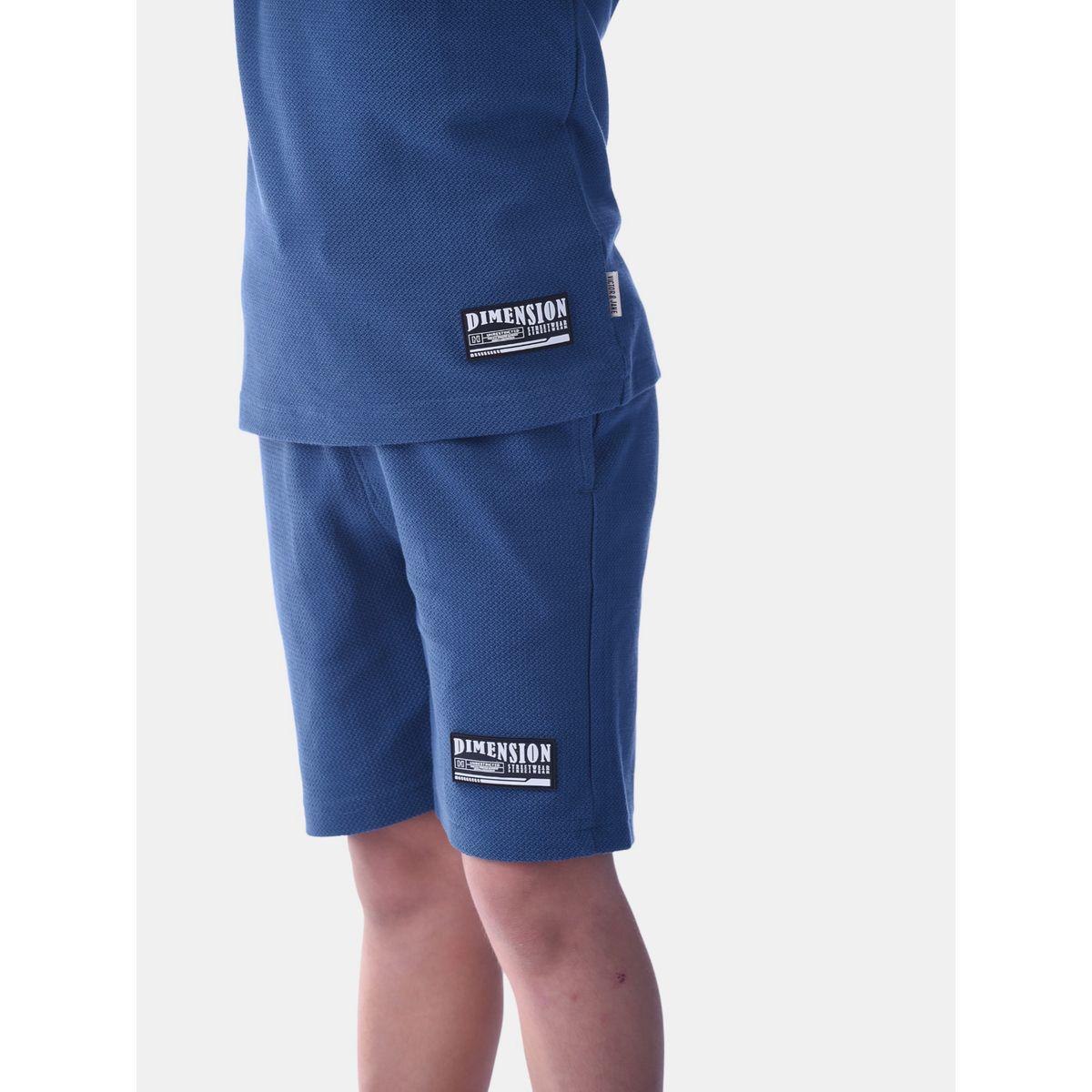 Victor and Jane X Styli  Textured Badge Short Sleeve T-Shirt & Shorts Set-boys-clothing-setsandcoords-image-4