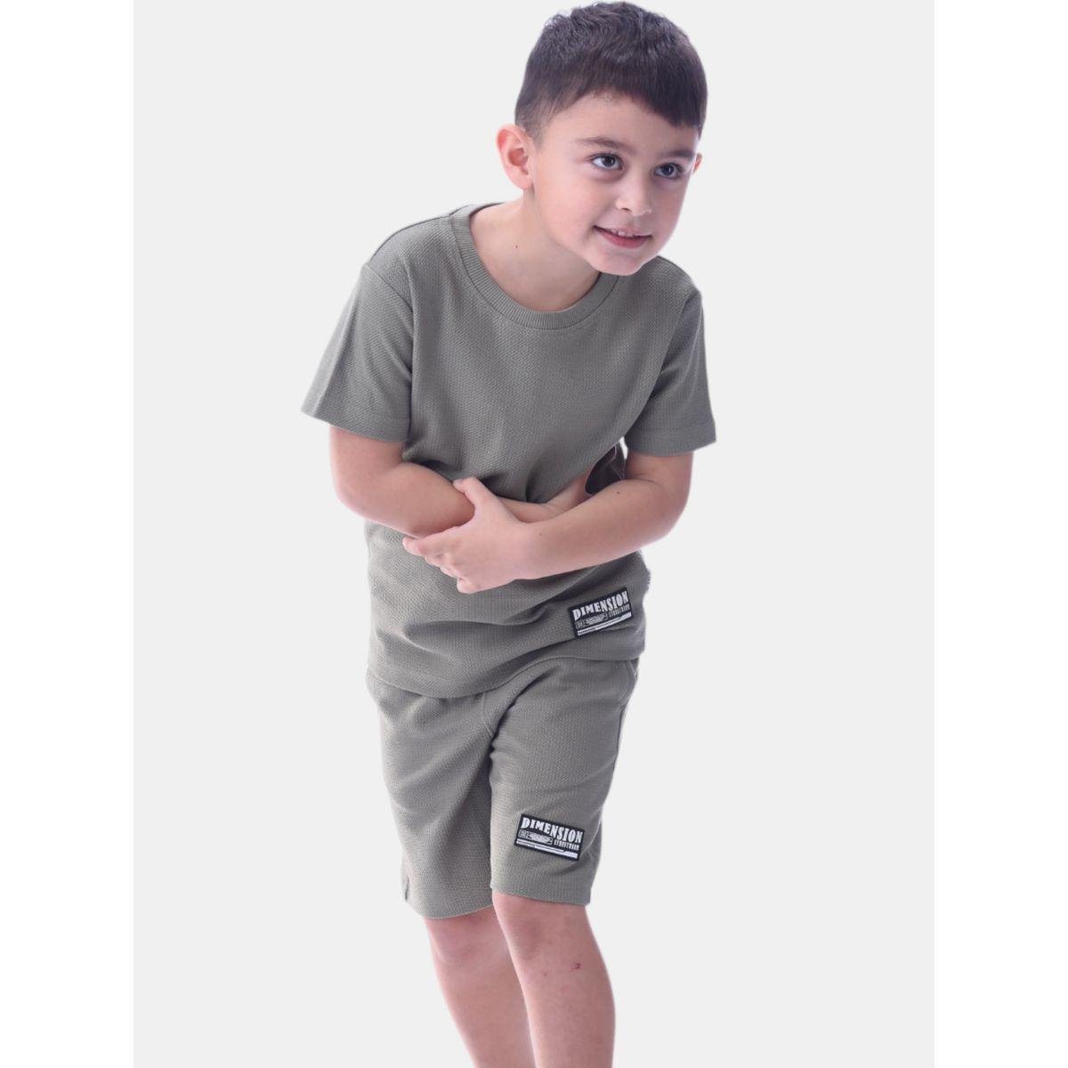 Victor and Jane X Styli  Textured Badge Short Sleeve T-Shirt & Shorts Set-boys-clothing-setsandcoords-image-4
