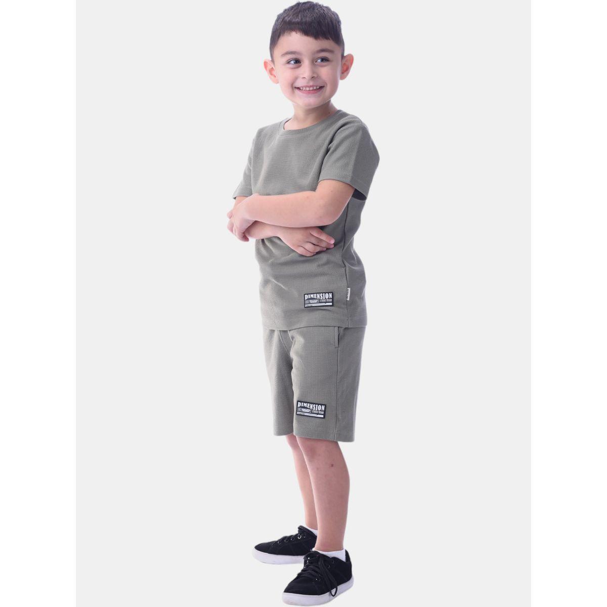 Victor and Jane X Styli  Textured Badge Short Sleeve T-Shirt & Shorts Set-boys-clothing-setsandcoords-image-5