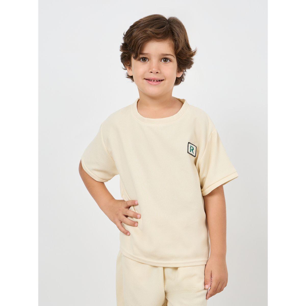 مجموعة من شورت وتيشيرت فضفاض بنمط وافل-boys-clothing-setsandcoords-image-2