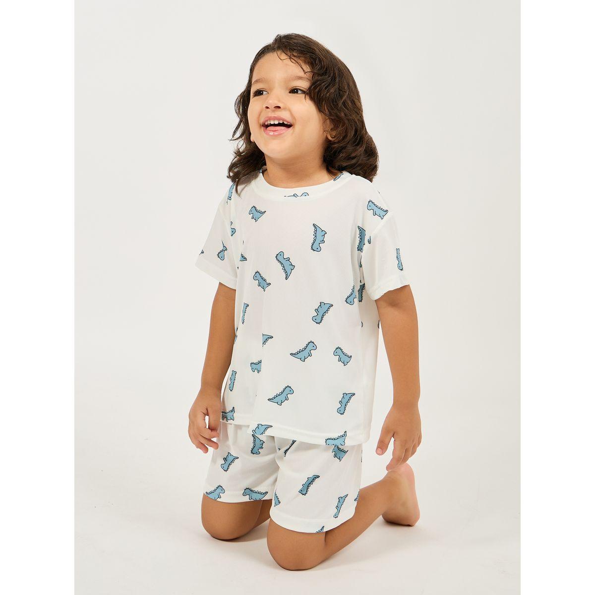 مجموعة من شورت وتيشيرت محبوك بطبعة ديناصور-boys-clothing-nightwear-image-1