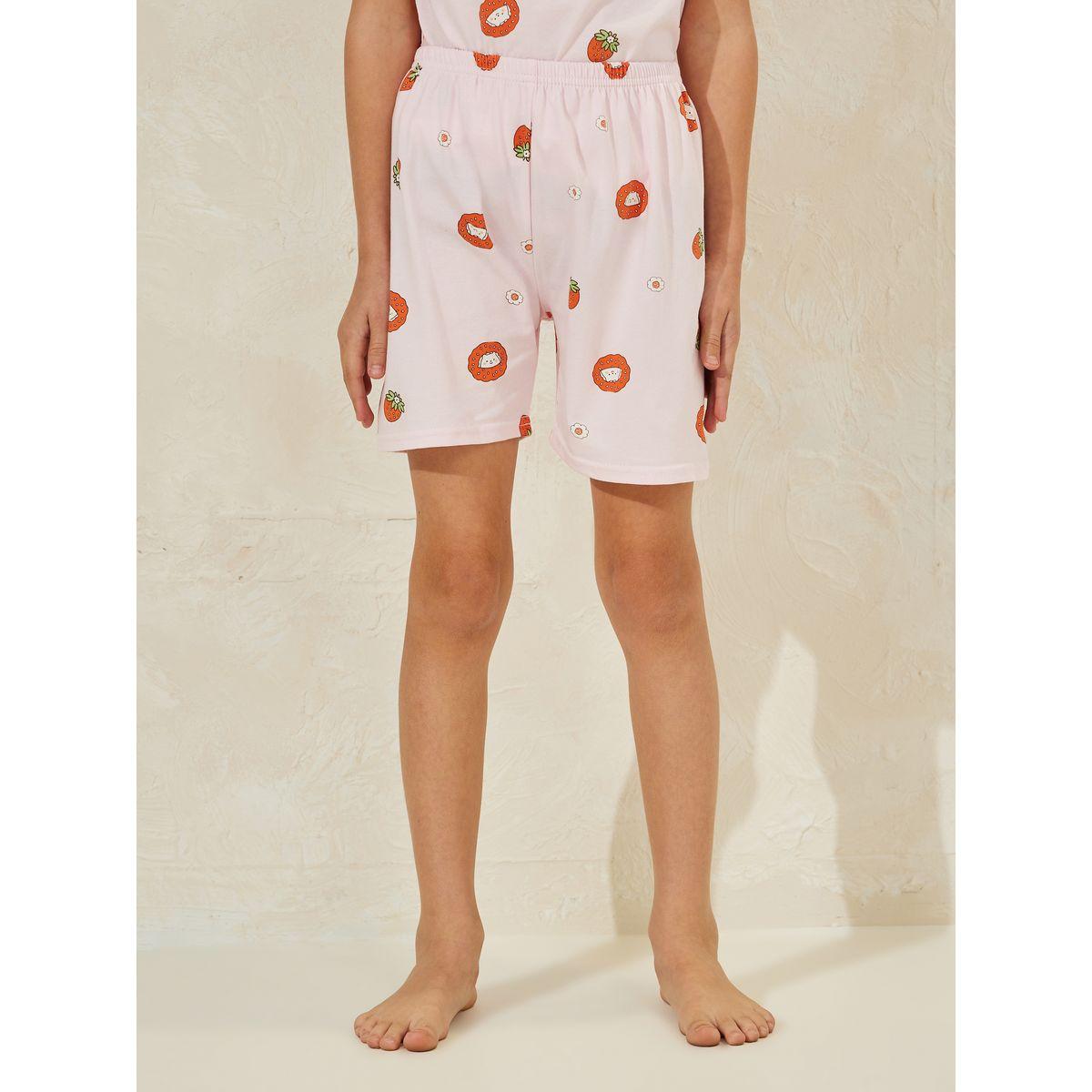 مجموعة من شورت وتيشيرت بطبعة فراولة-girls-clothing-nightwear-image-5