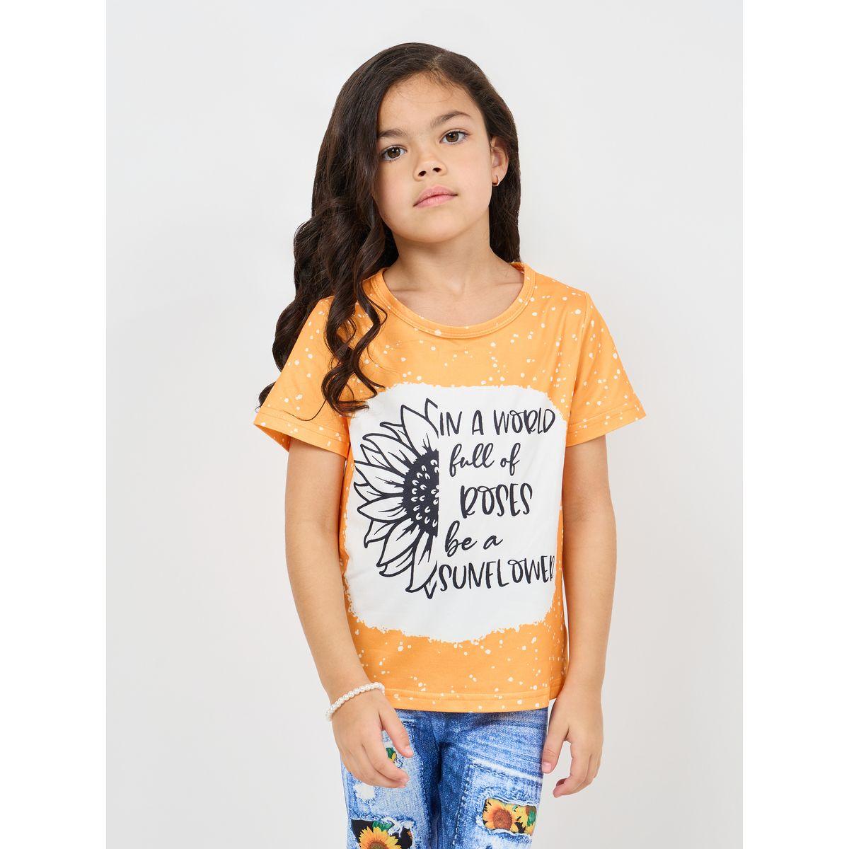 Styli Sunflower Print T-shirt and Denim Print Pant Set-girls-clothing-setsandcoords-image-3