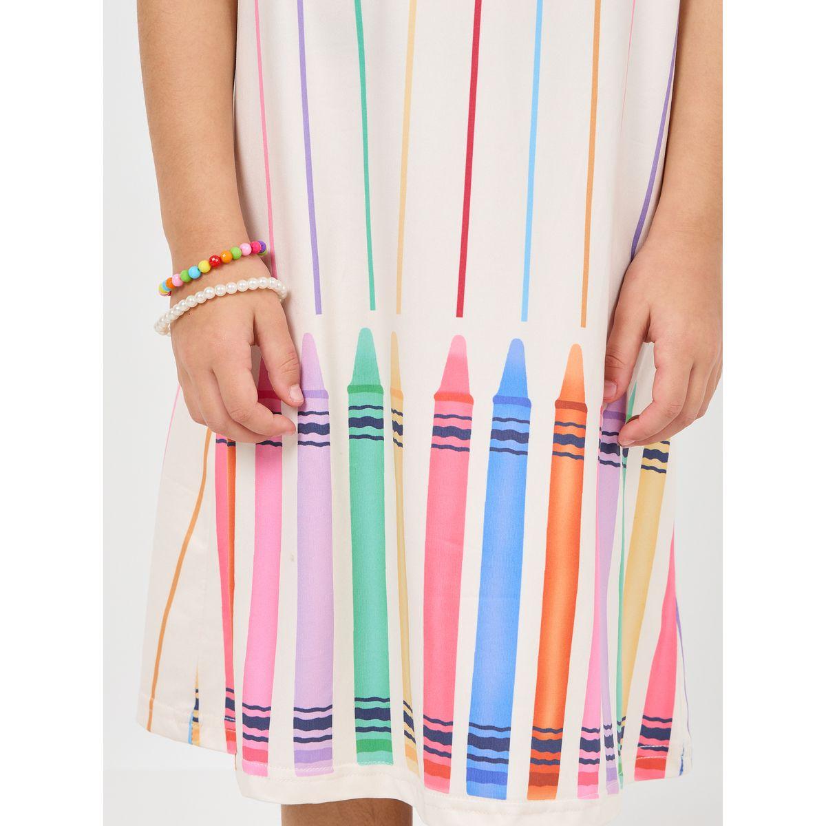 Styli Ruffle Sleeves Crayon Striped Print Smock Dress-girls-clothing-dressesandjumpsuits-image-3
