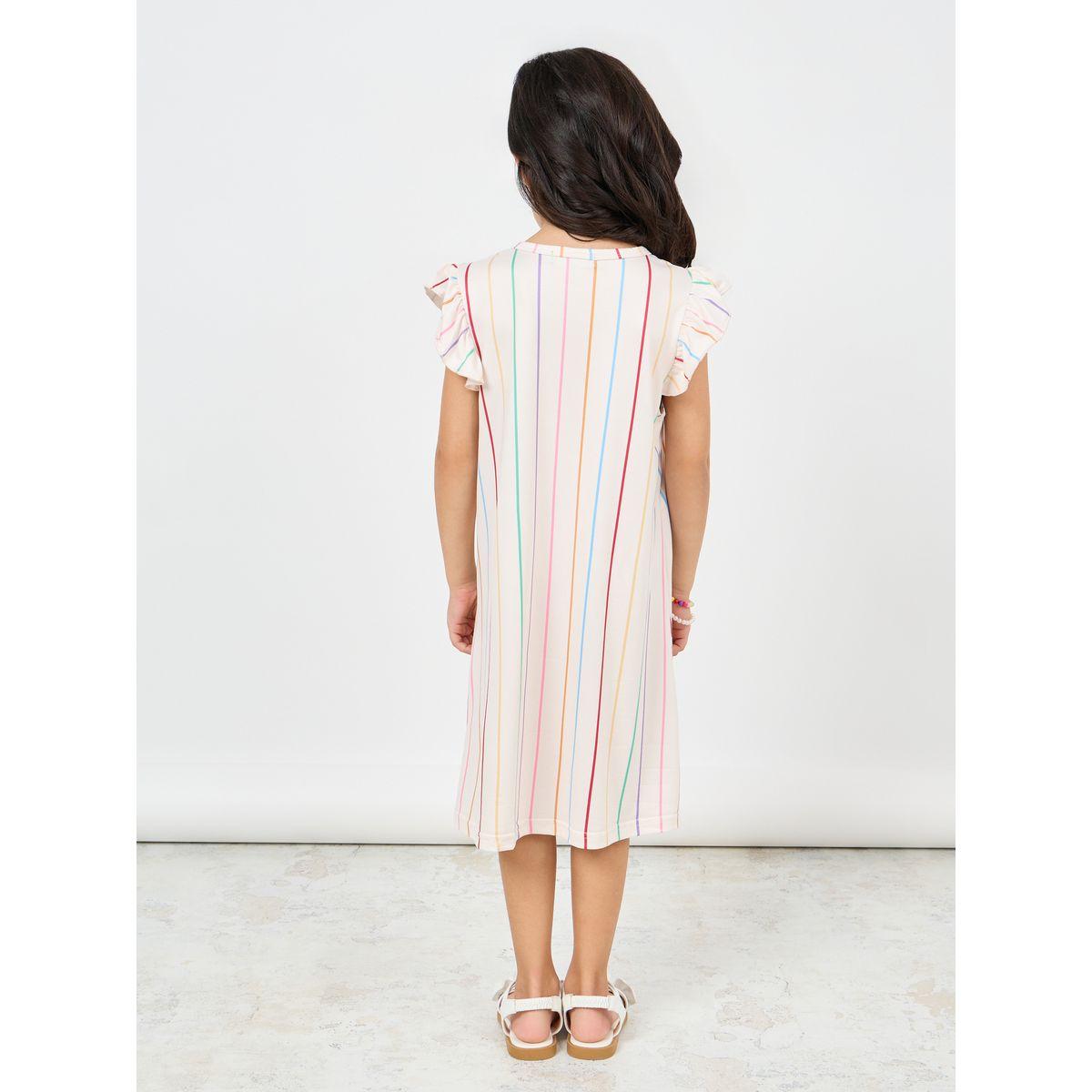 Styli Ruffle Sleeves Crayon Striped Print Smock Dress-girls-clothing-dressesandjumpsuits-image-4