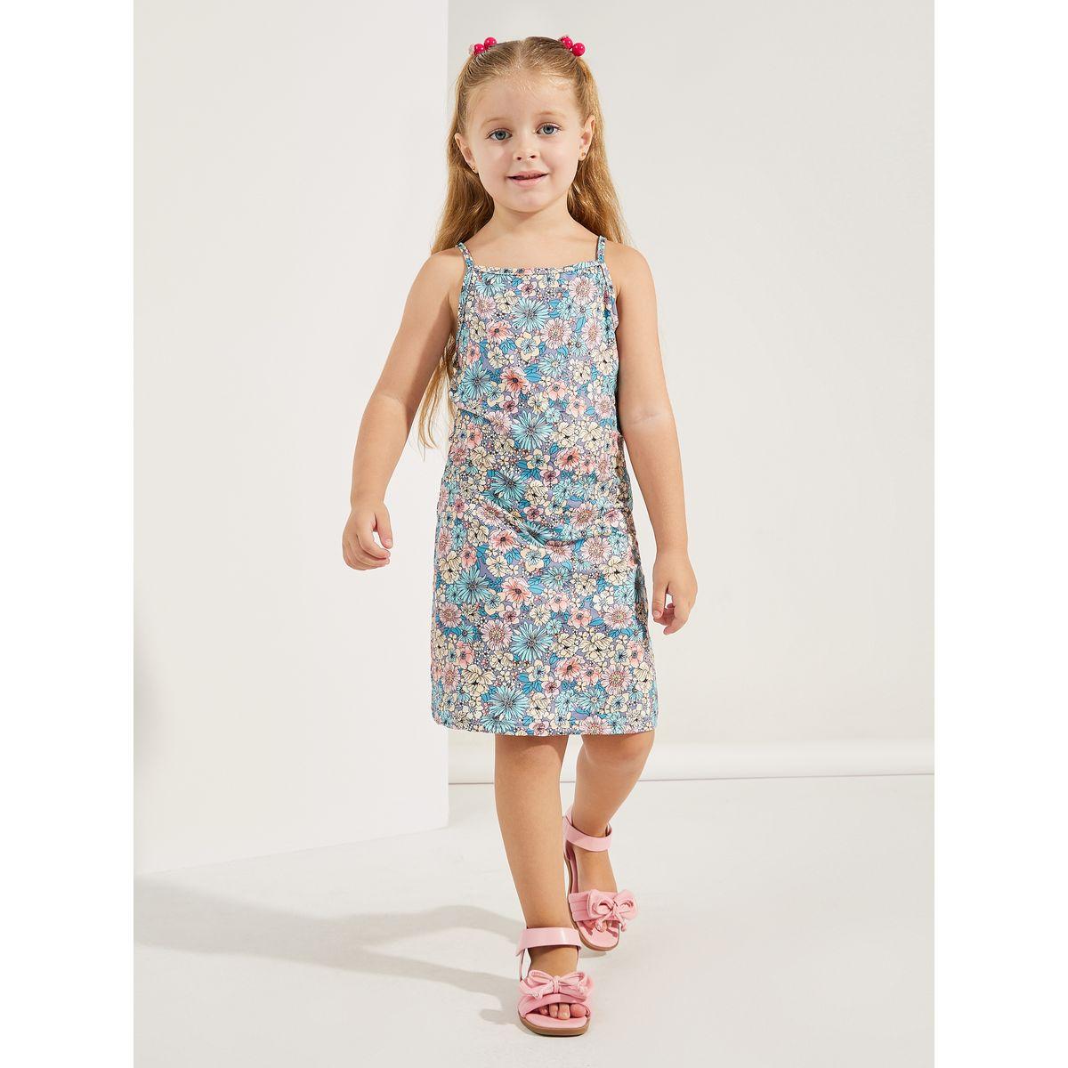 Styli Floral Print Cami Dress & Knot Front Bolero Set-girls-clothing-setsandcoords-image-2