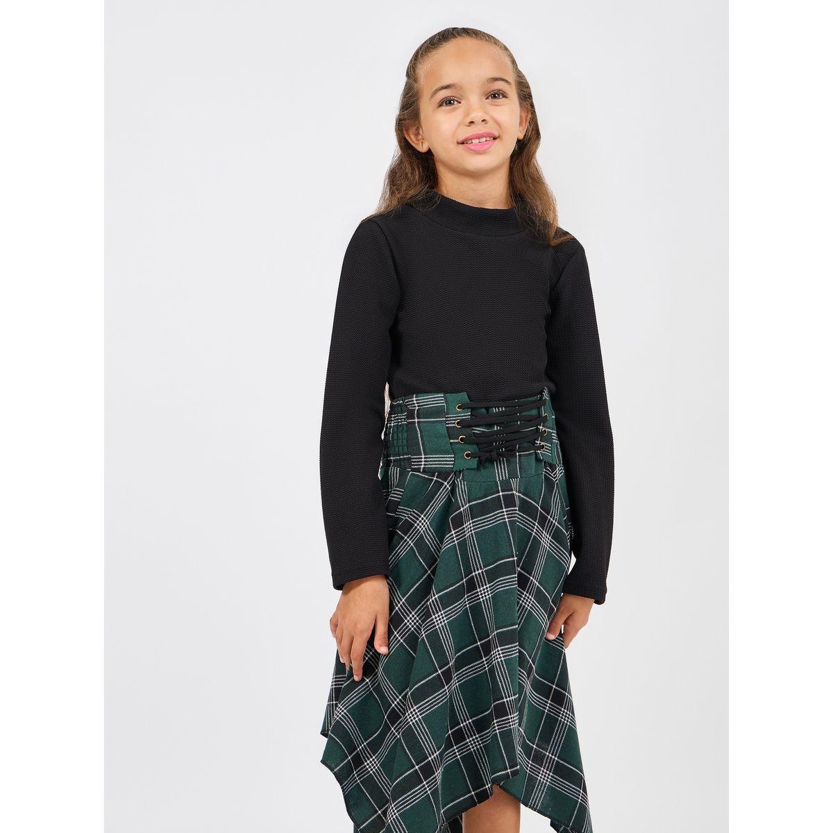Styli Textured Top & Asymmetric Skirt Set-girls-clothing-setsandcoords-image-2