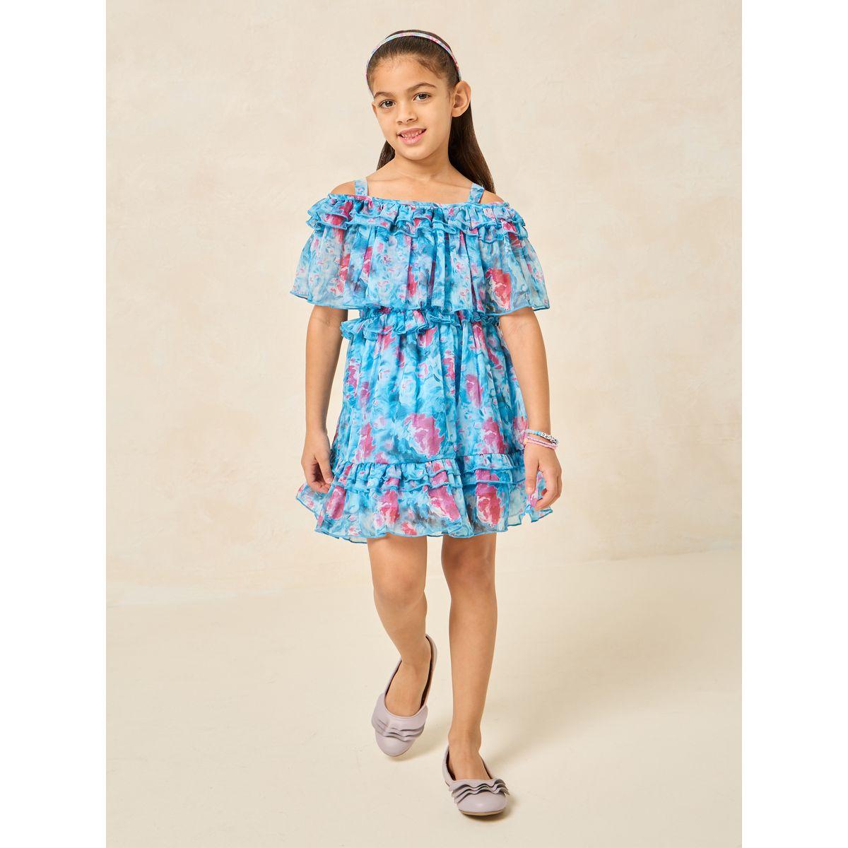 Styli Cold Shoulder Floral Top & Skirt Set-girls-clothing-setsandcoords-image-2
