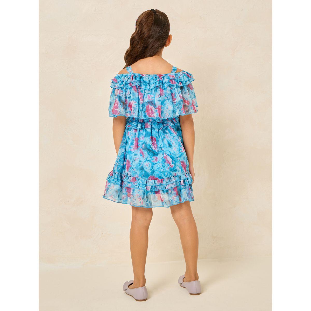 Styli Cold Shoulder Floral Top & Skirt Set-girls-clothing-setsandcoords-image-4