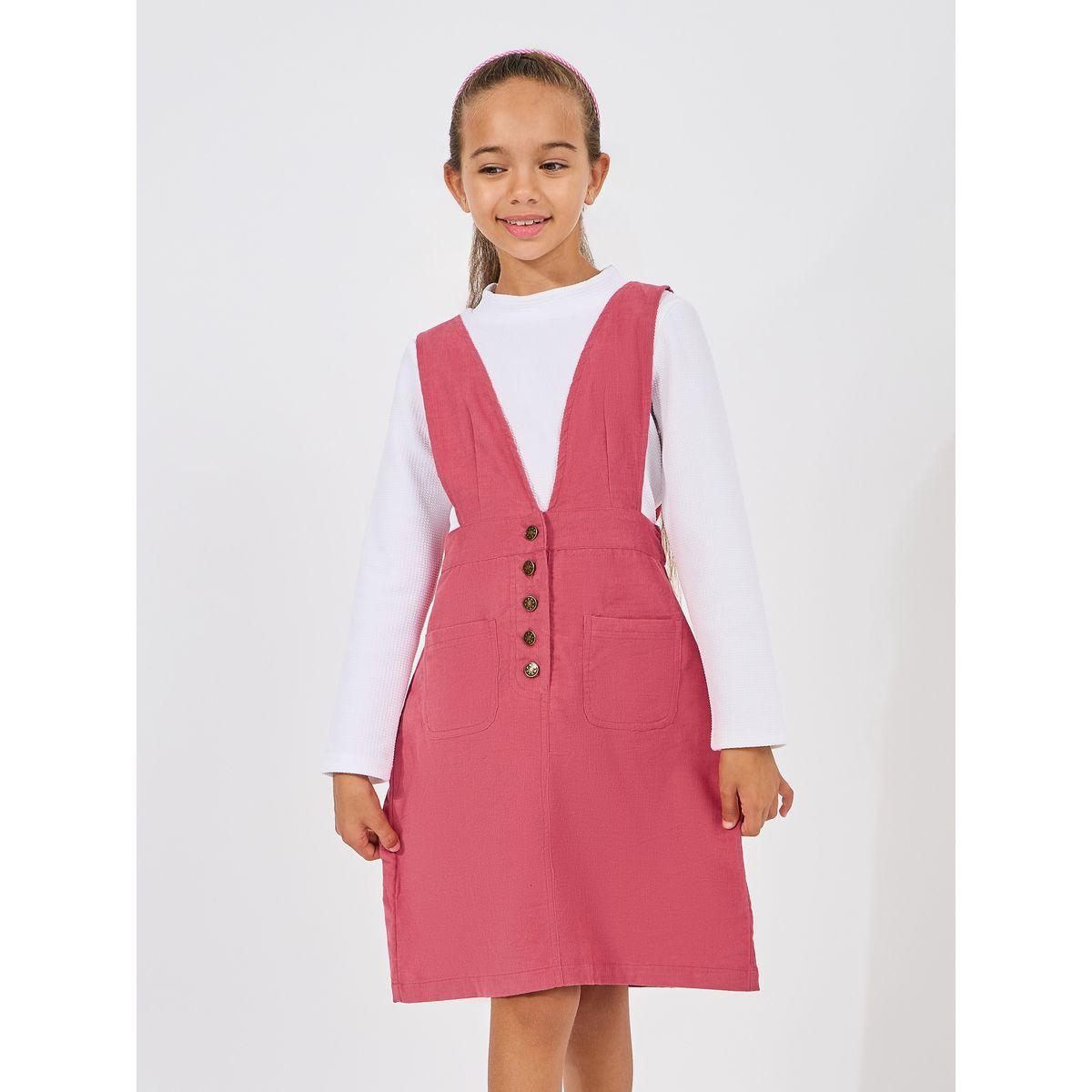 تيشيرت سادة باكمام طويلة مع فستان بينافور-girls-clothing-dressesandjumpsuits-image-2