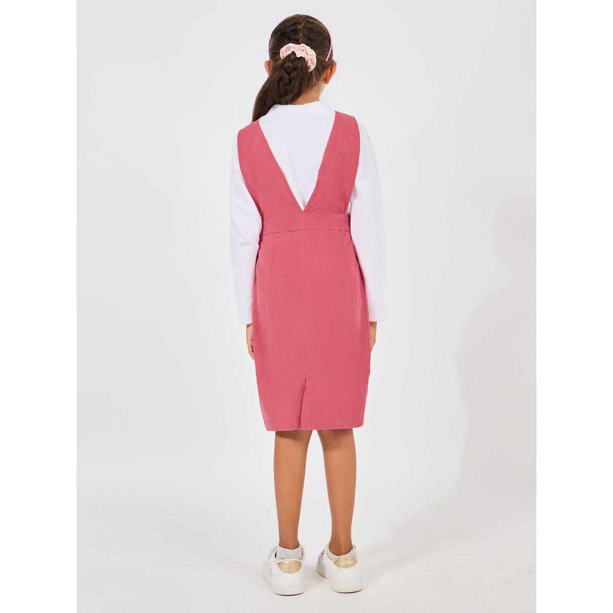 تيشيرت سادة باكمام طويلة مع فستان بينافور-girls-clothing-dressesandjumpsuits-image-5