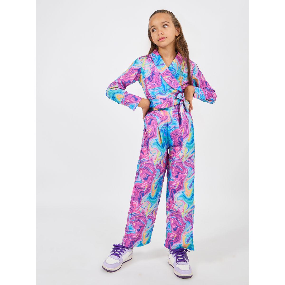 Styli Marble Print Wrap Top & Trouser Set-girls-clothing-setsandcoords-image-1