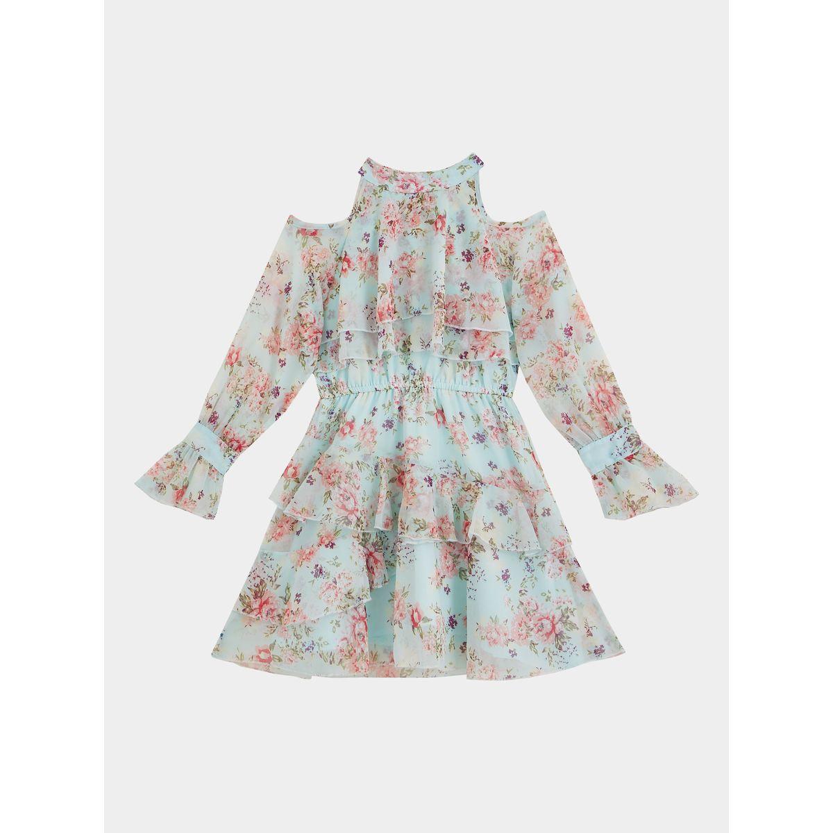 Styli Floral Print Ruffled Detail Knee-Length Dress-girls-clothing-dressesandjumpsuits-image-1