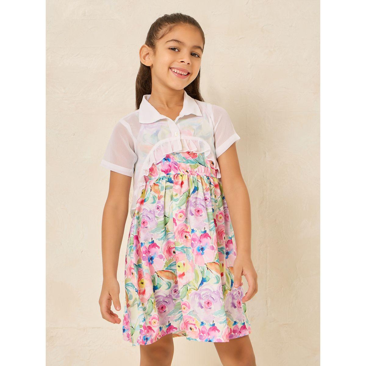 Styli Floral Print Dress with Bolero Set-girls-clothing-dressesandjumpsuits-image-3
