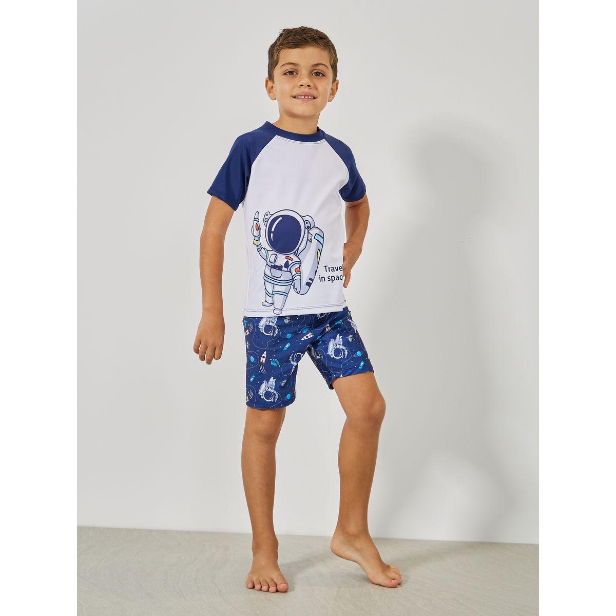 Styli Set of 3 - Astronaut Graphic Print Top, Shorts & Swimming Cap-boys-clothing-sportswear-sets-image-2
