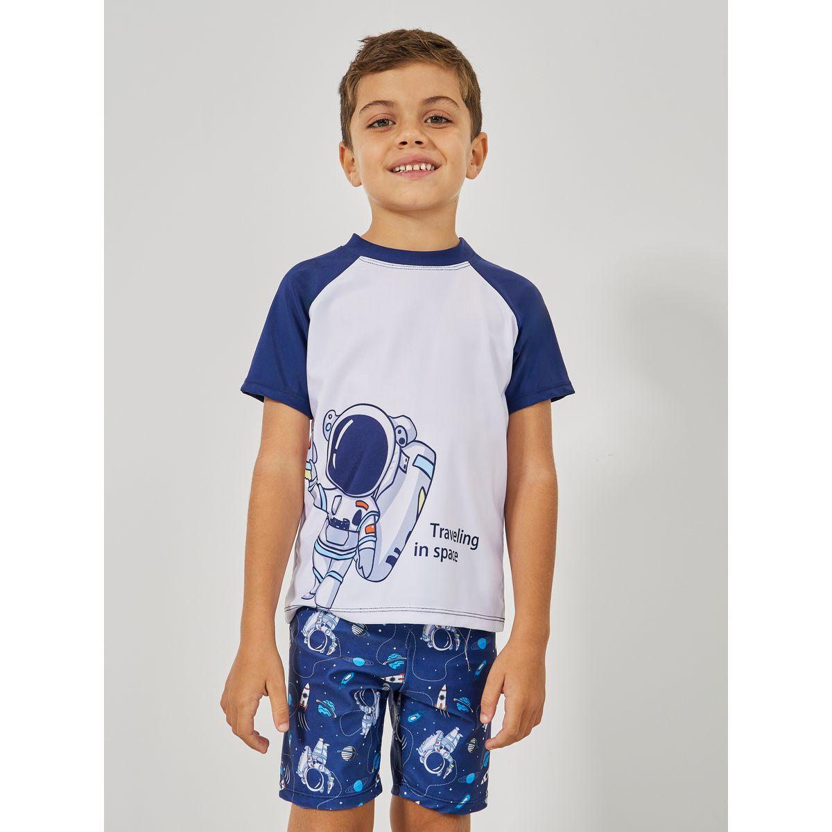 طقم من 3 - تيشيرت بطبعة جرافيك مع شورت وكاب سباحة-boys-clothing-sportswear-sets-image-3