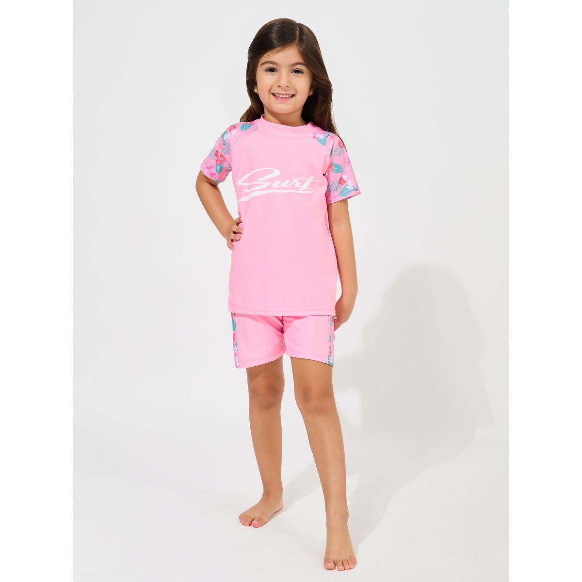Styli Pack of 3 - Floral Print Top, Shorts & Swimming Cap-girls-clothing-swimwear-image-2