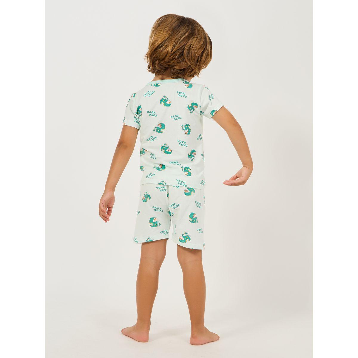 Styli Dino Print Cotton T-Shirt & Shorts Set-boys-clothing-nightwear-image-4