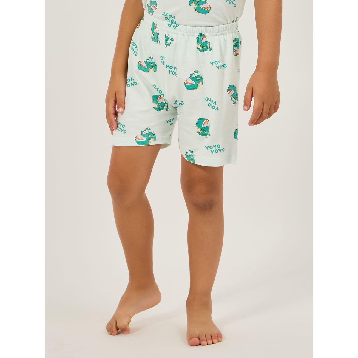 مجموعة من شورت مع تيشيرت قطن بطبعة دينو-boys-clothing-nightwear-image-5