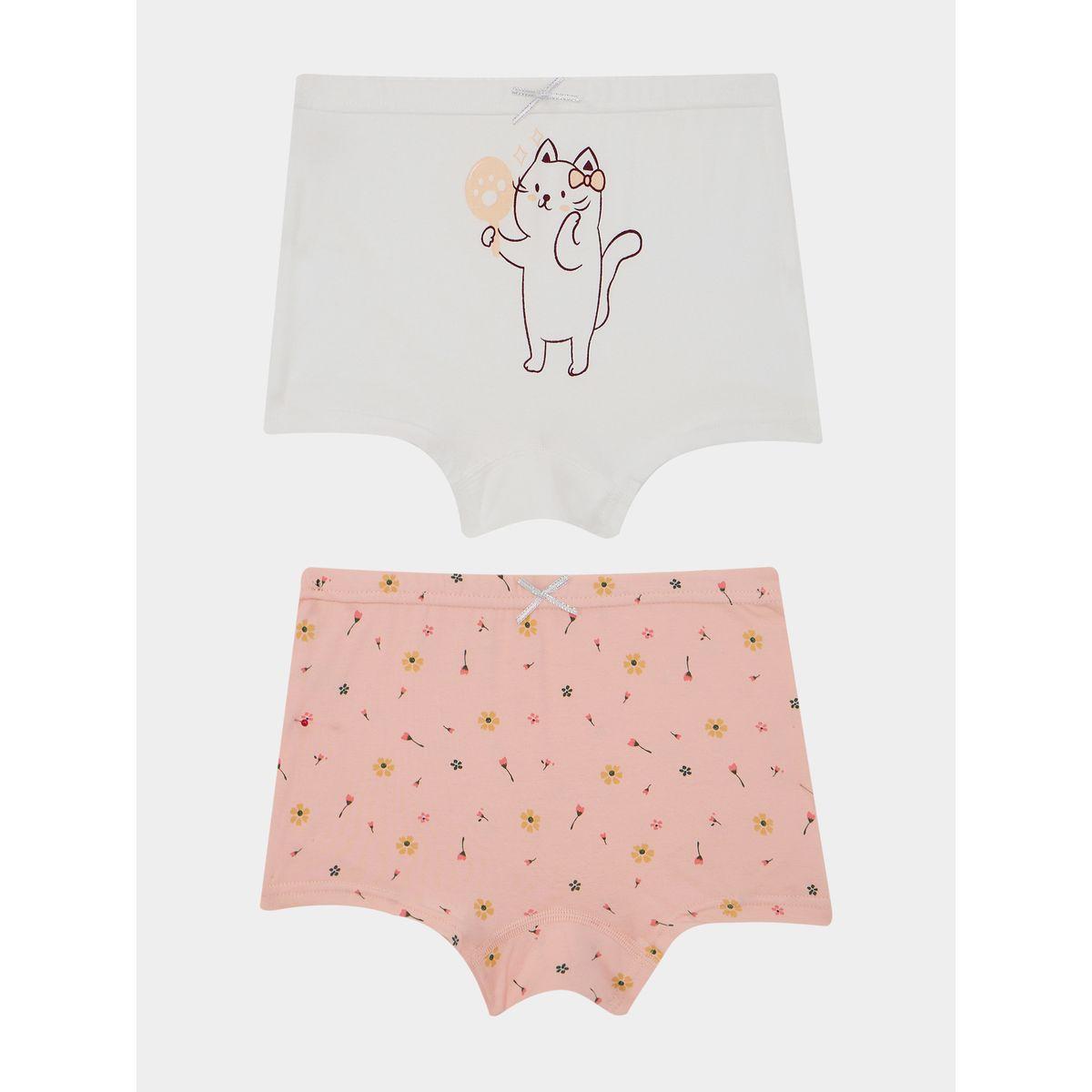 Styli Pack of 4 - Graphic Print Cotton Brief-girls-clothing-innerwear-image-3
