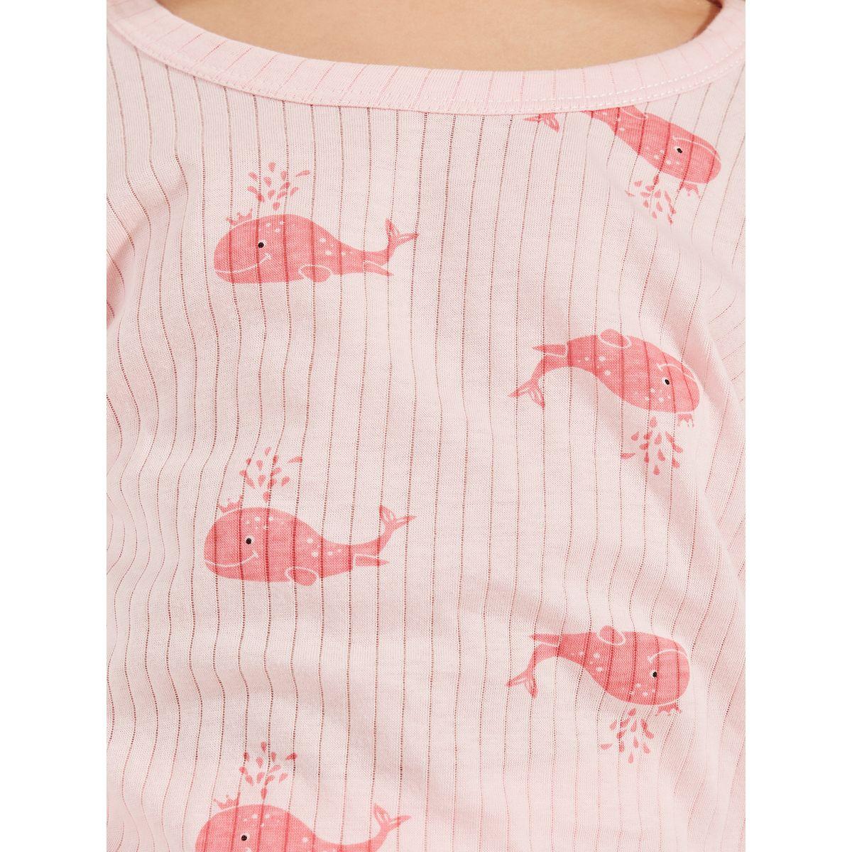 Styli Whale Graphic Print Knit T-Shirt & Pyjama Set-girls-clothing-nightwear-image-4