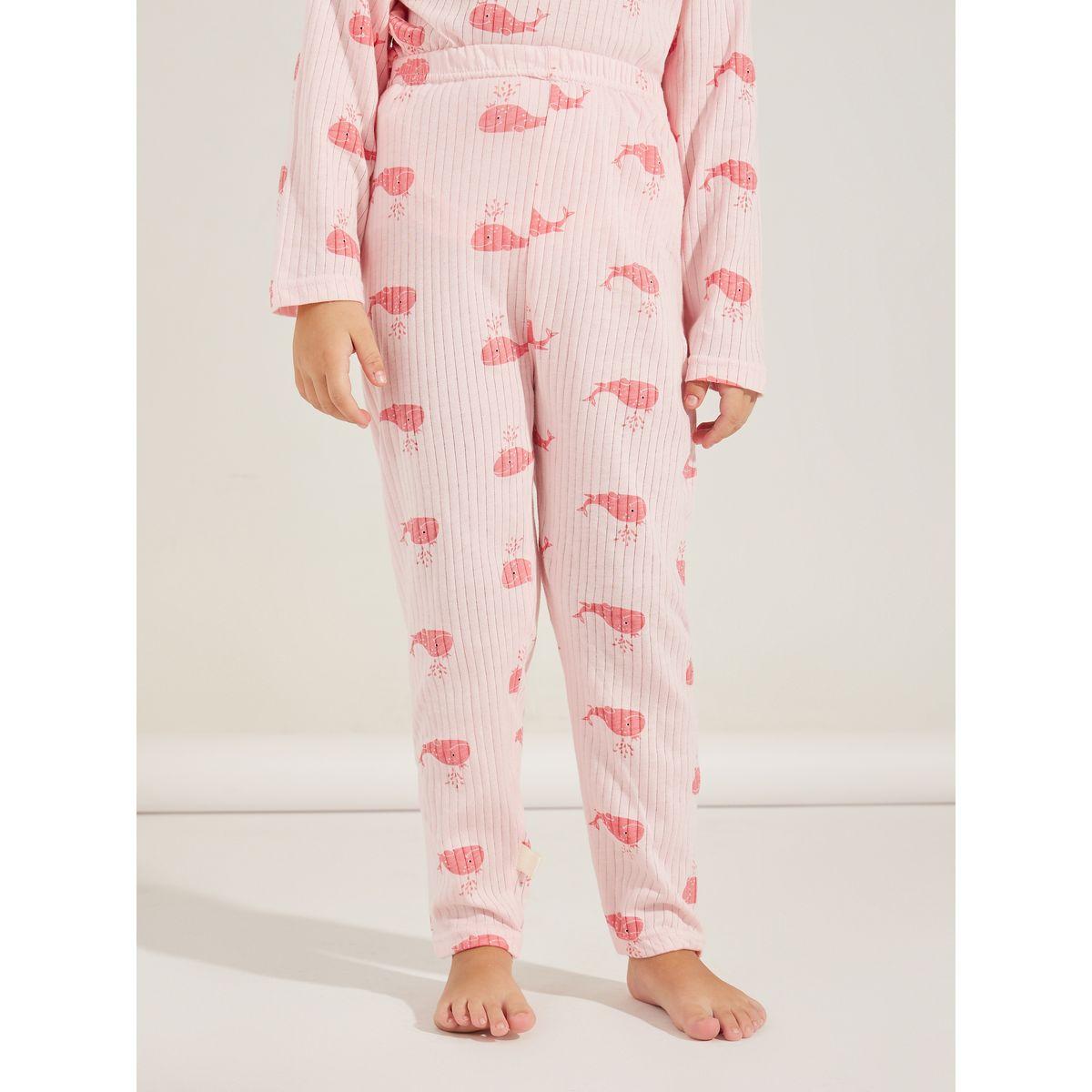 Styli Whale Graphic Print Knit T-Shirt & Pyjama Set-girls-clothing-nightwear-image-5