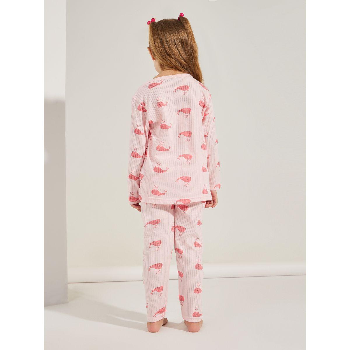Styli Whale Graphic Print Knit T-Shirt & Pyjama Set-girls-clothing-nightwear-image-6