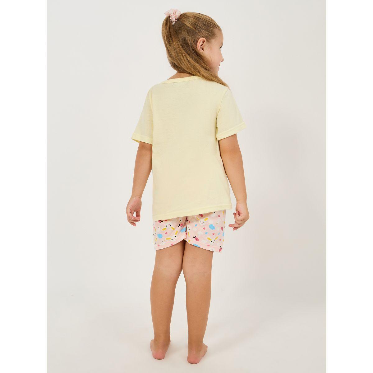 Styli Floral Bunny Print Cotton T-Shirt & Shorts Set-girls-clothing-nightwear-image-5