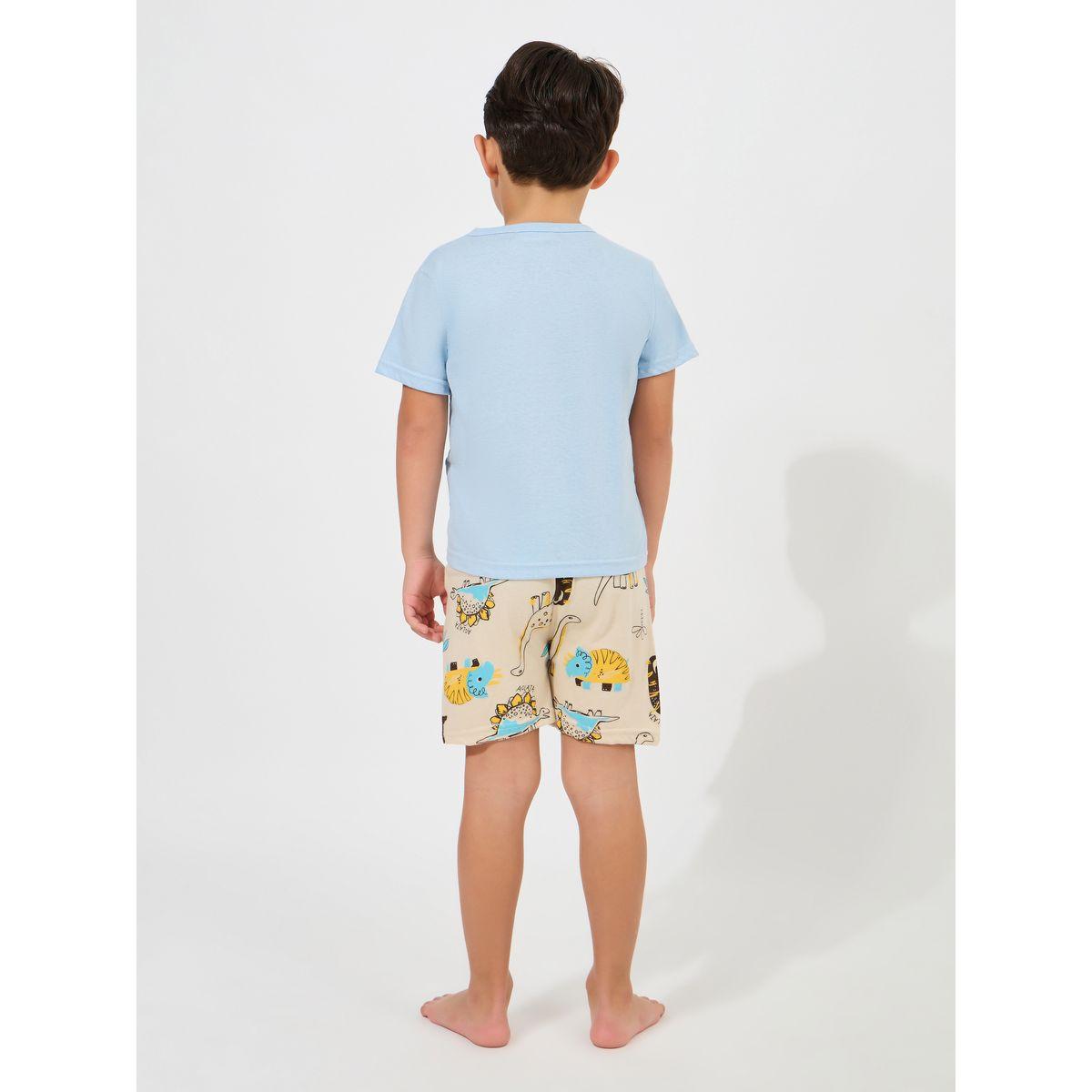 Styli Dinosaur Print Cotton T-Shirt & Shorts Set-boys-clothing-nightwear-image-4