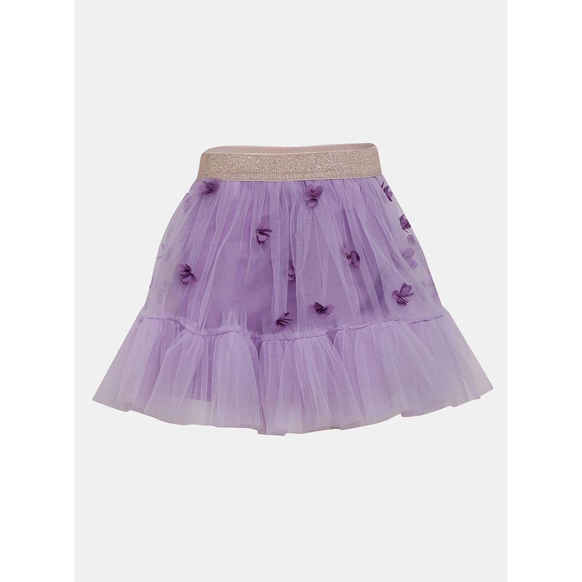 Styli Floral Applique Mesh Tiered Skirt-girls-clothing-bottoms-skirts-image-1