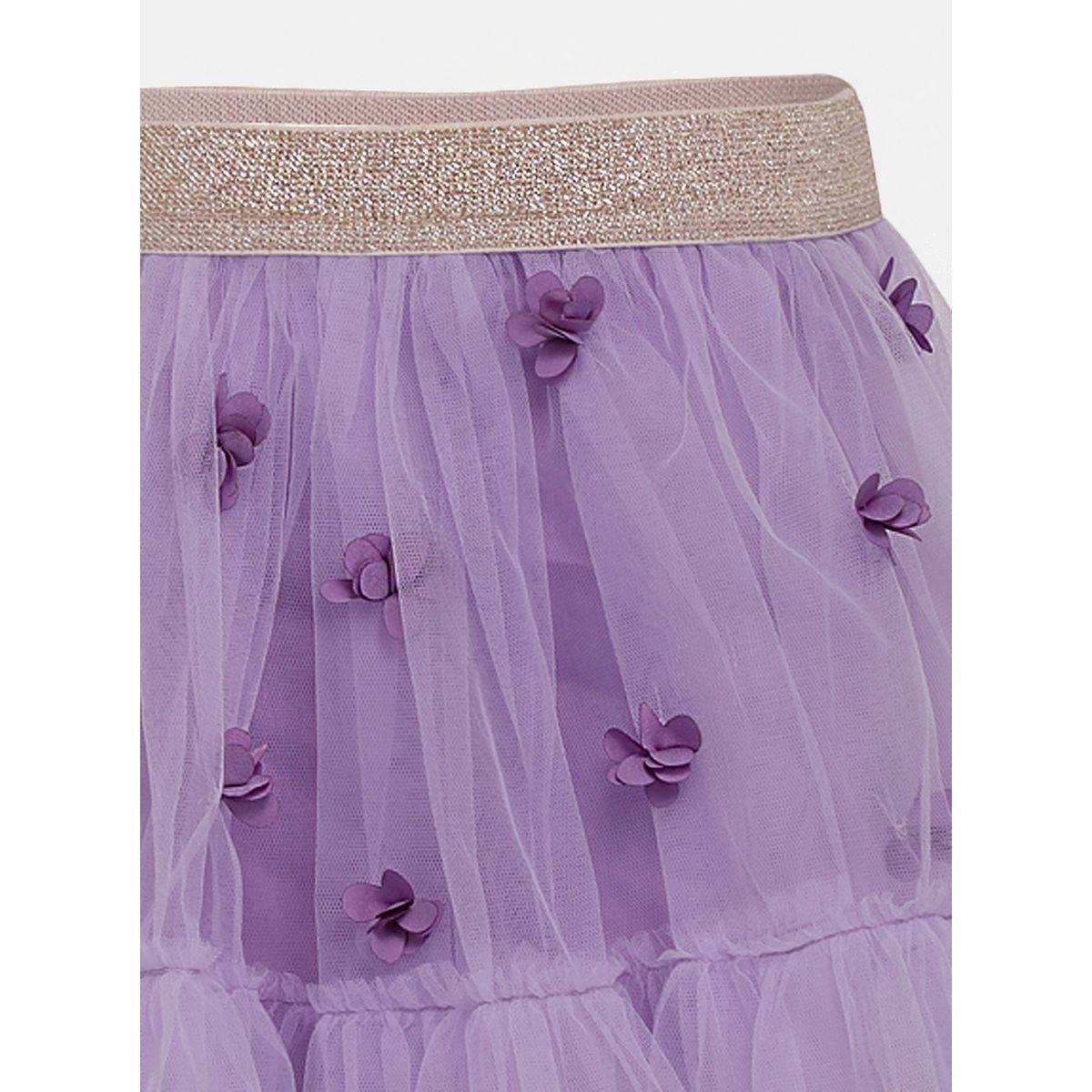 Styli Floral Applique Mesh Tiered Skirt-girls-clothing-bottoms-skirts-image-2