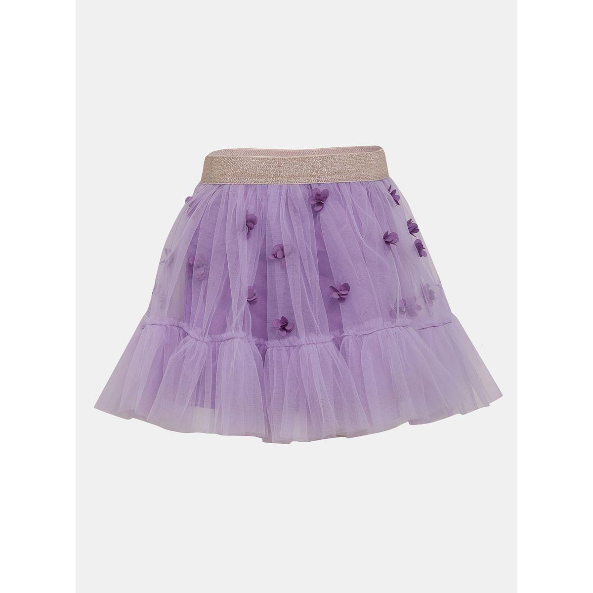 تنورة شبكية مزين بزهور مع كسرات-girls-clothing-bottoms-skirts-image-3