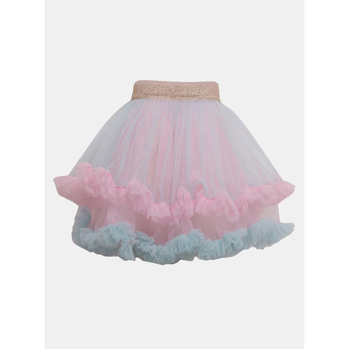 Styli Ruffle Trim Layer Mesh Skirt-girls-clothing-bottoms-skirts-image-1
