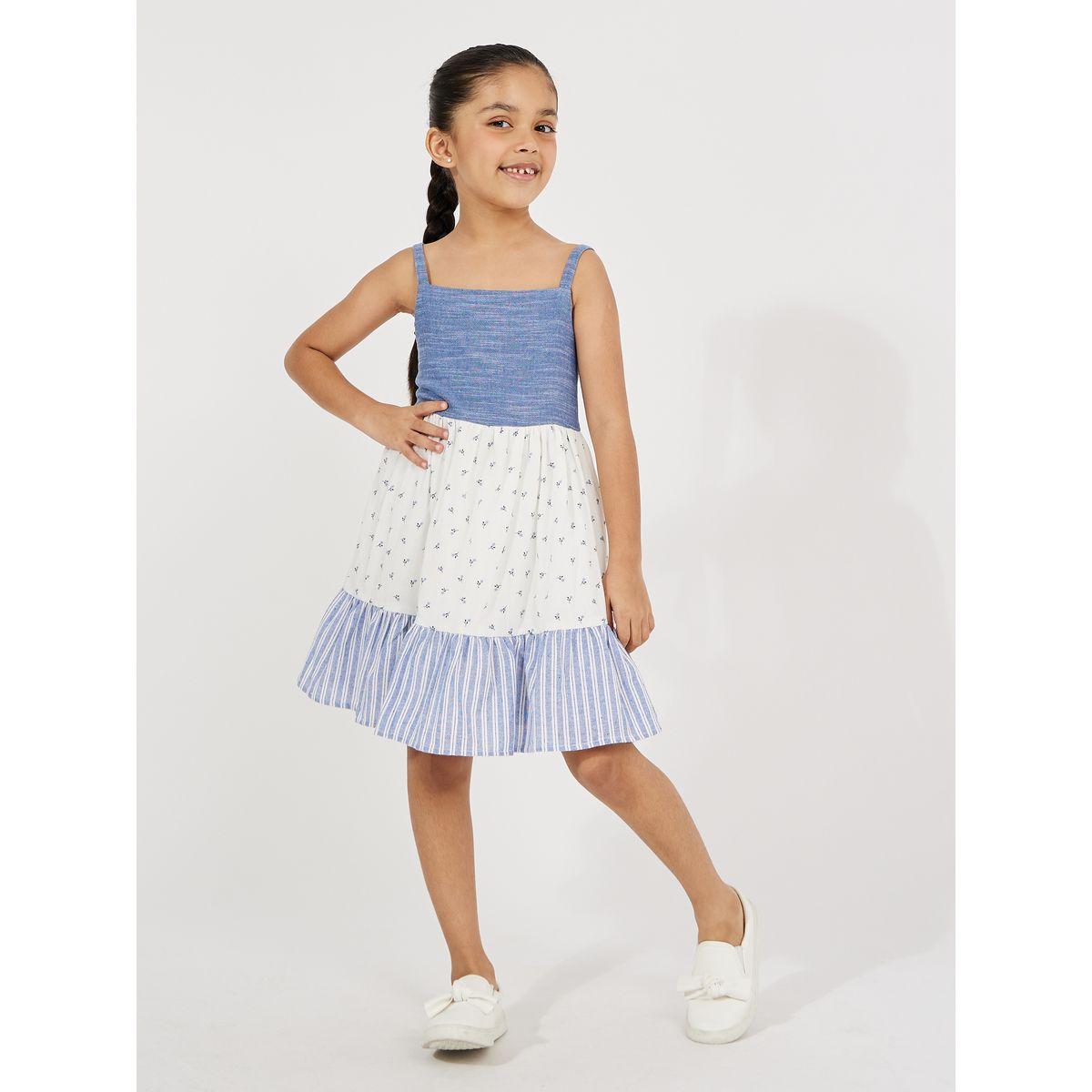 Styli Color Block Square Neck Tiered Dress-girls-clothing-dressesandjumpsuits-image-1
