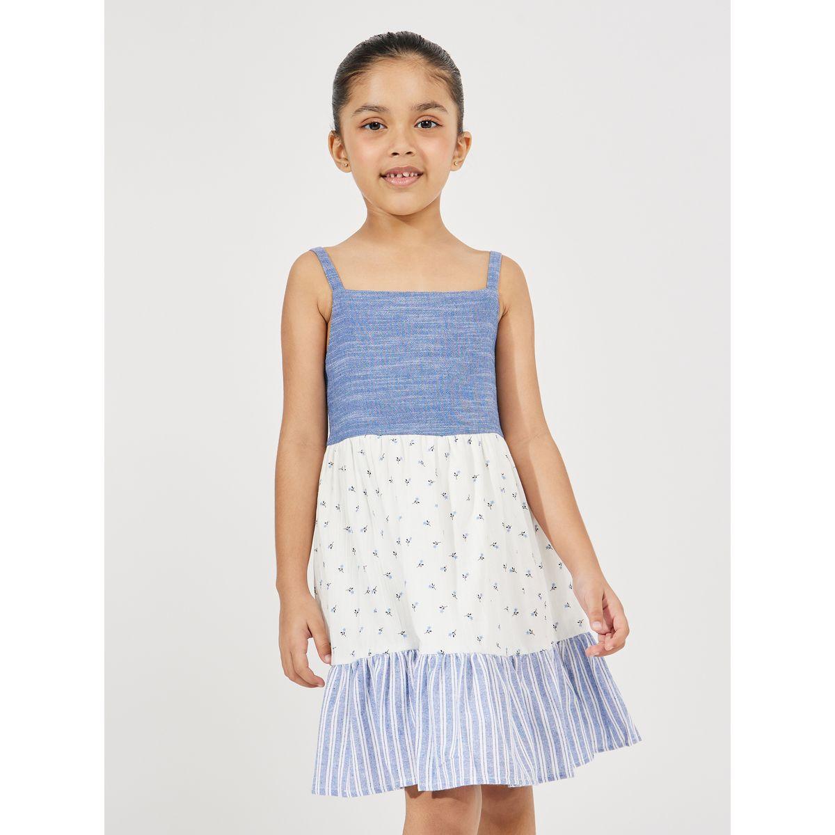 Styli Color Block Square Neck Tiered Dress-girls-clothing-dressesandjumpsuits-image-2