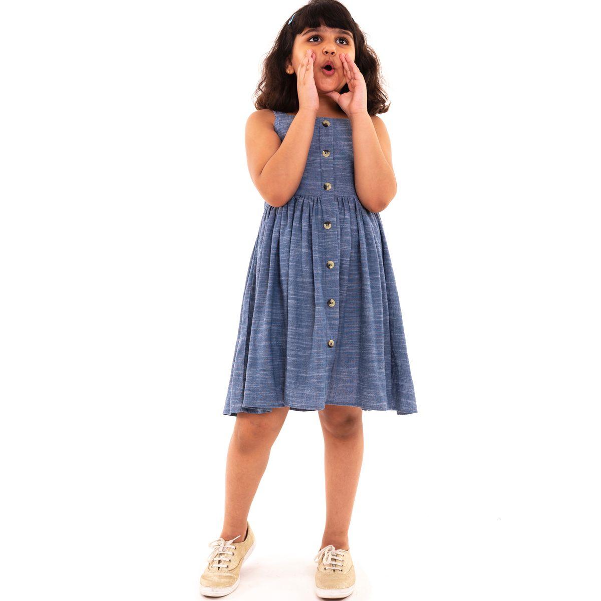 فستان بتفاصيل بارزة الملمس مع ازرار-girls-clothing-dressesandjumpsuits-image-1