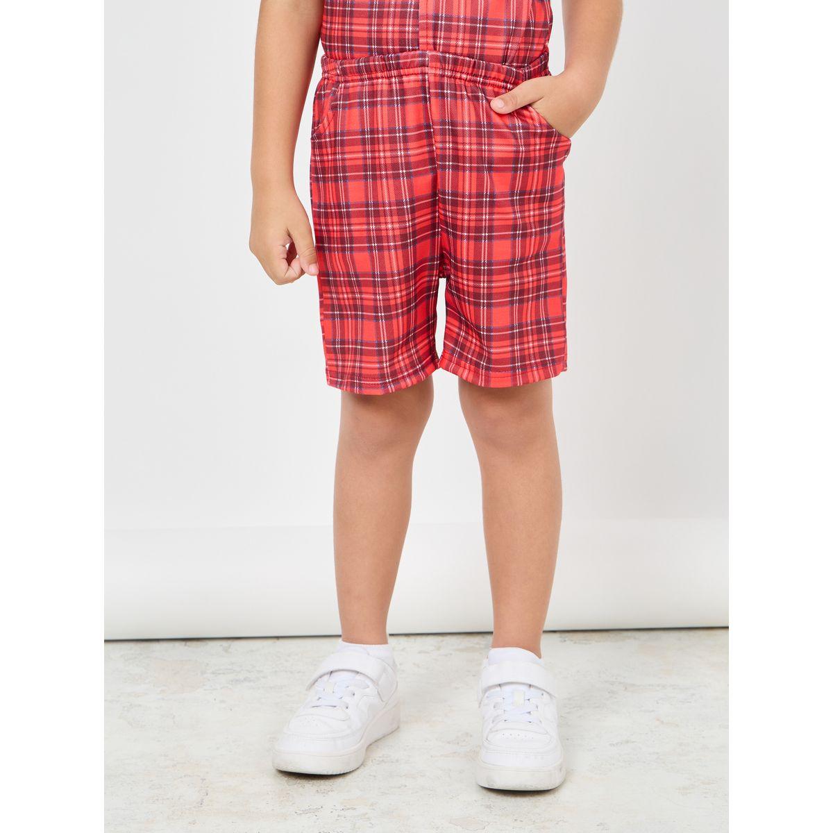 Styli Pack of 3 - Solid Shirt Checked Vest and Short Set-boys-clothing-setsandcoords-image-5