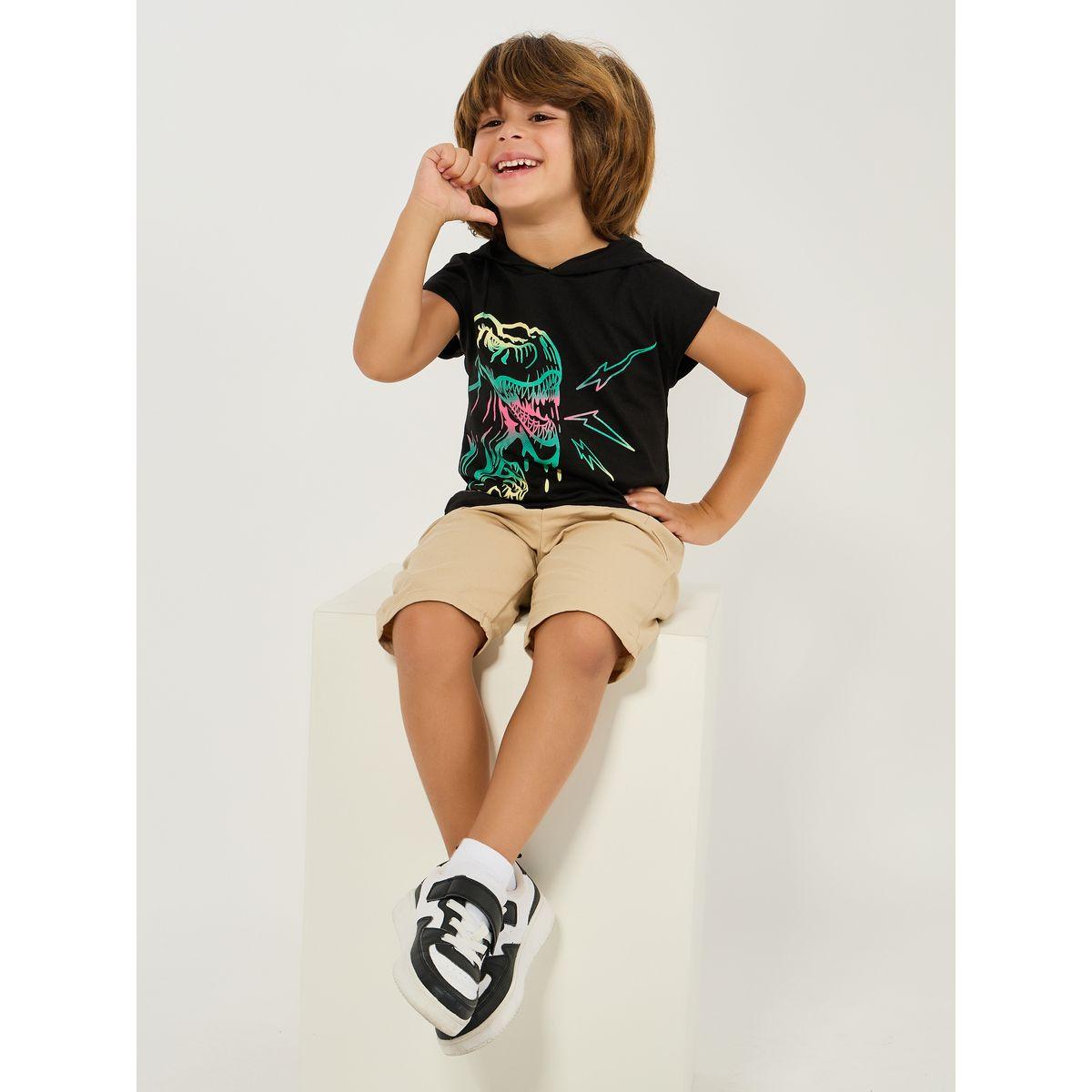 تيشيرت كت بياقة هودي وطبعة ديناصور-boys-clothing-tshirtsandpolos-image-3