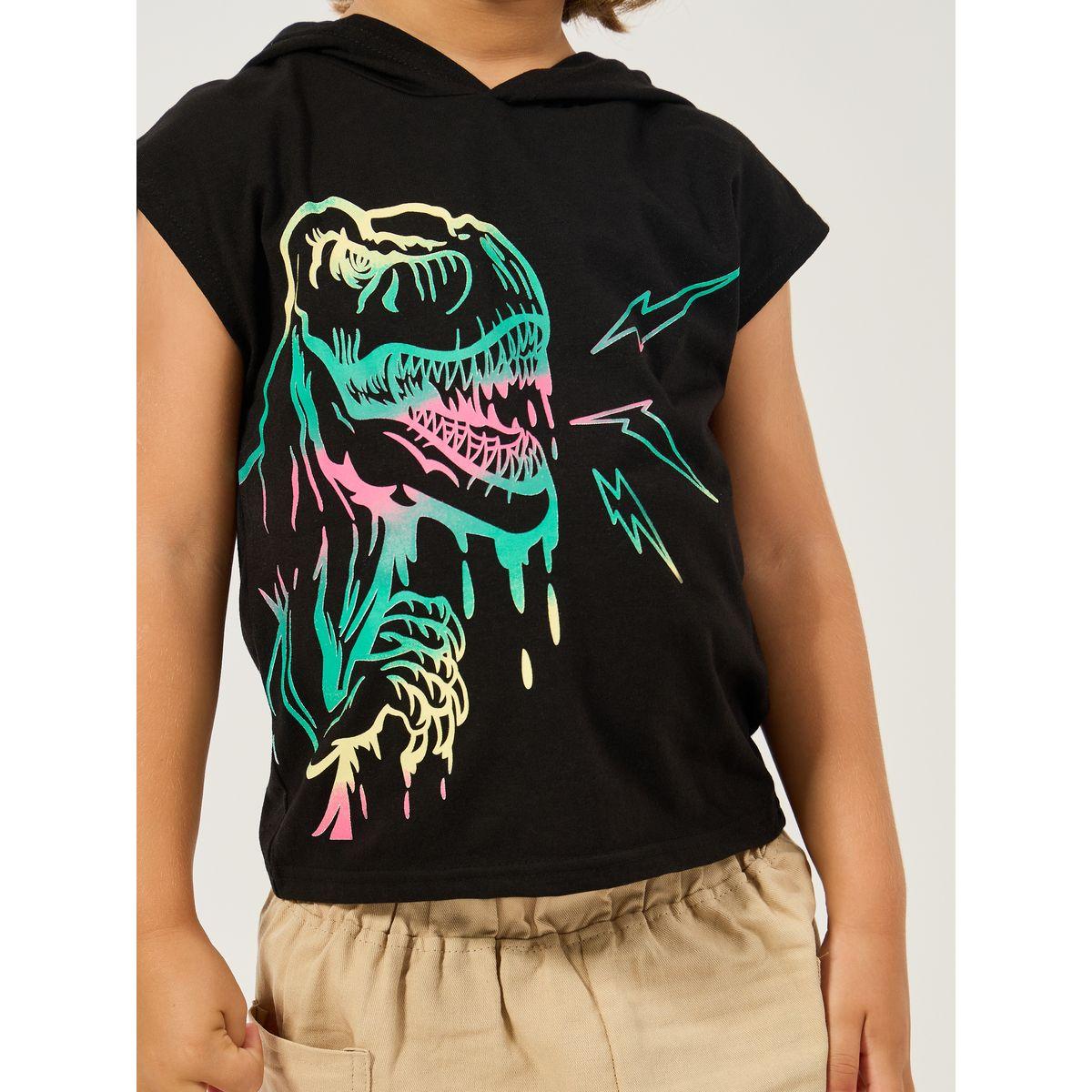 تيشيرت كت بياقة هودي وطبعة ديناصور-boys-clothing-tshirtsandpolos-image-4