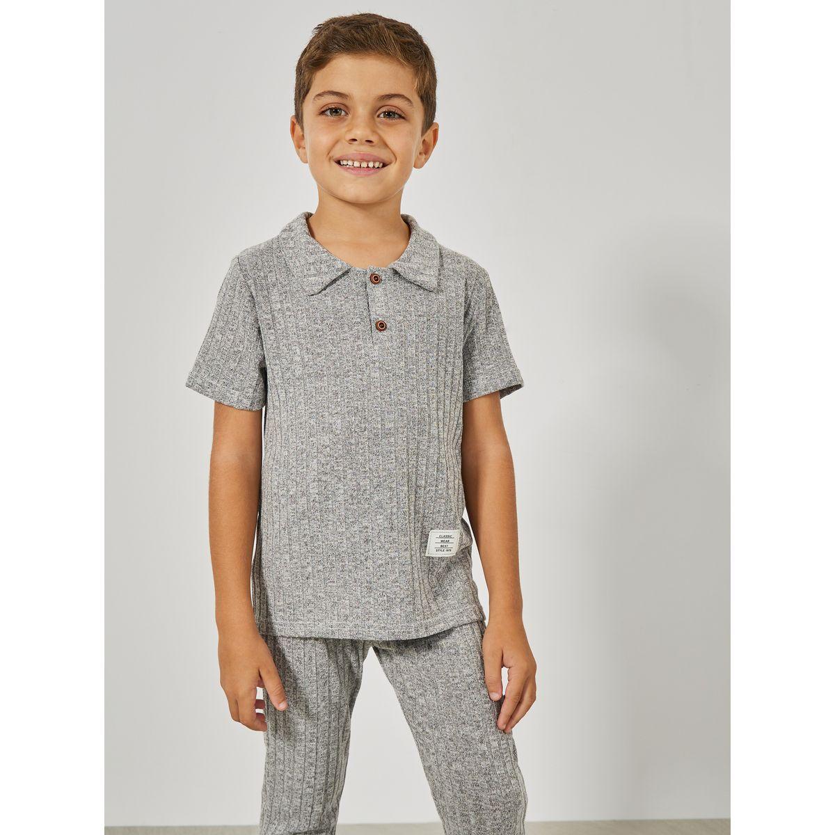 Styli Rib Knit Polo T-Shirt & Joggers Set-boys-clothing-setsandcoords-image-2