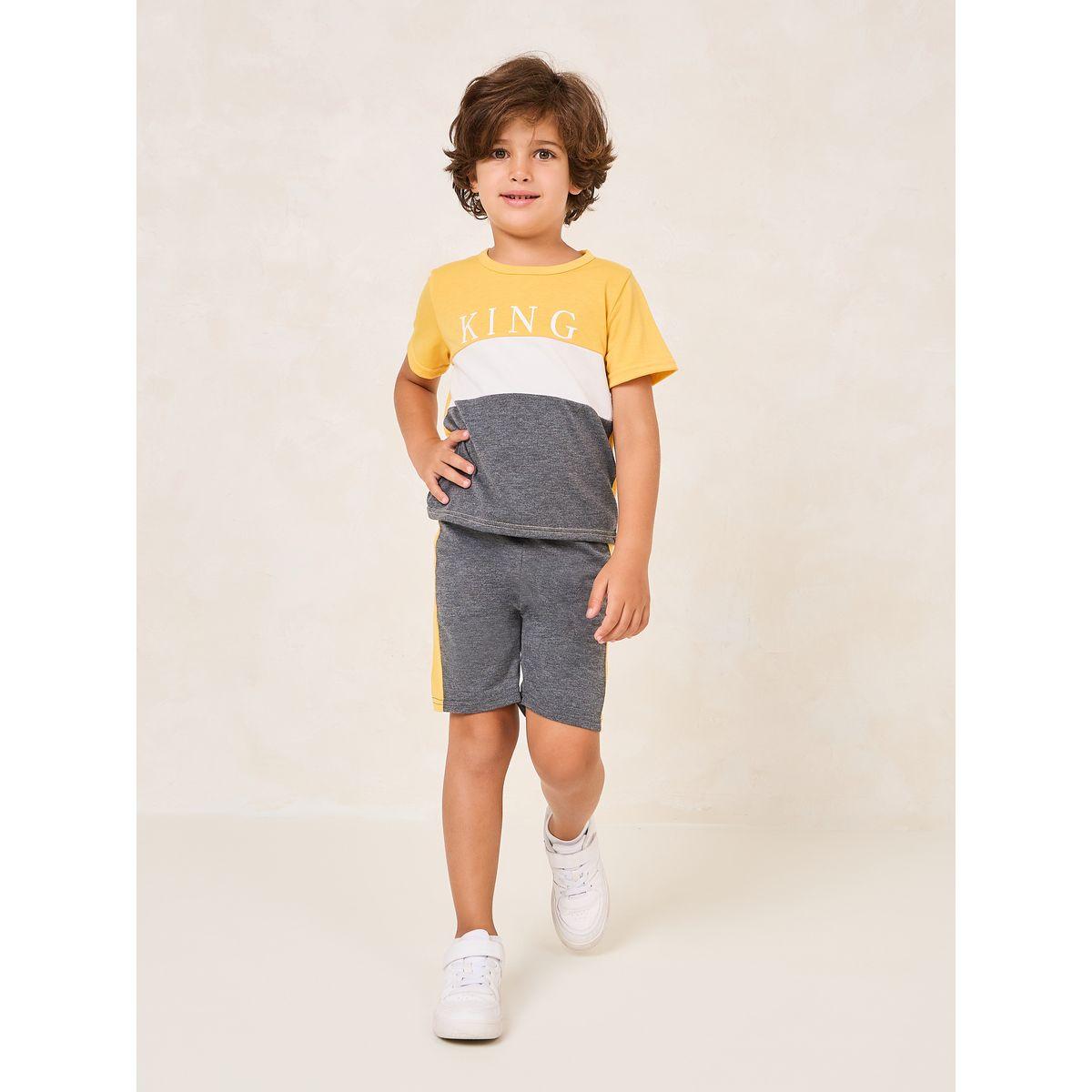 Styli Toddler Boys Colorblock Printed Tee & Short Set-boys-clothing-setsandcoords-image-1