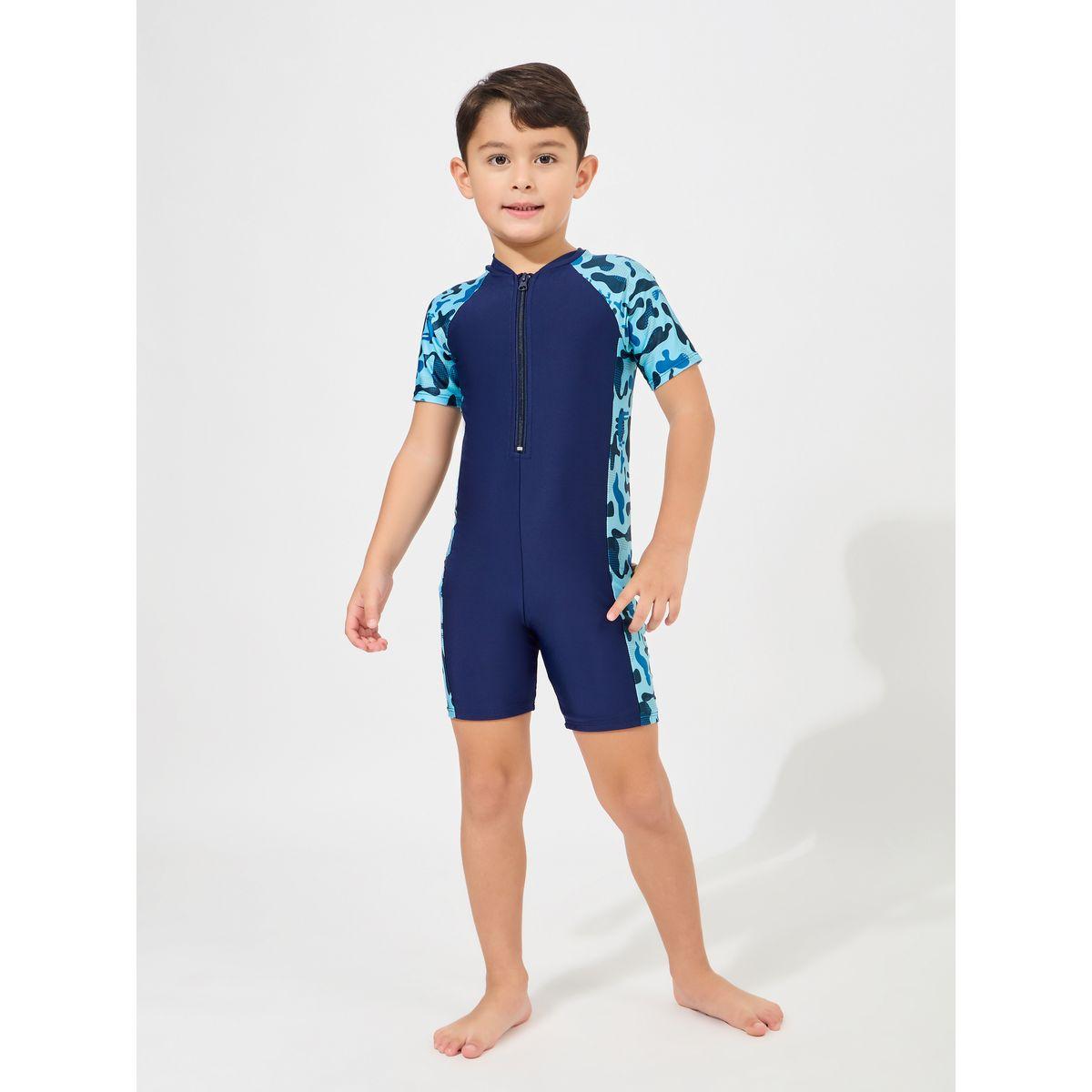 Styli Side Panel Printed Swimsuit with Half Zip-boys-clothing-sportswear-tops-image-2