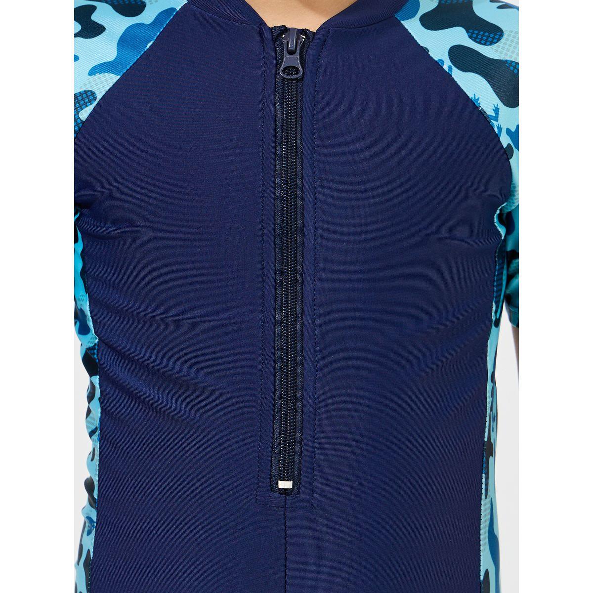 Styli Side Panel Printed Swimsuit with Half Zip-boys-clothing-sportswear-tops-image-4