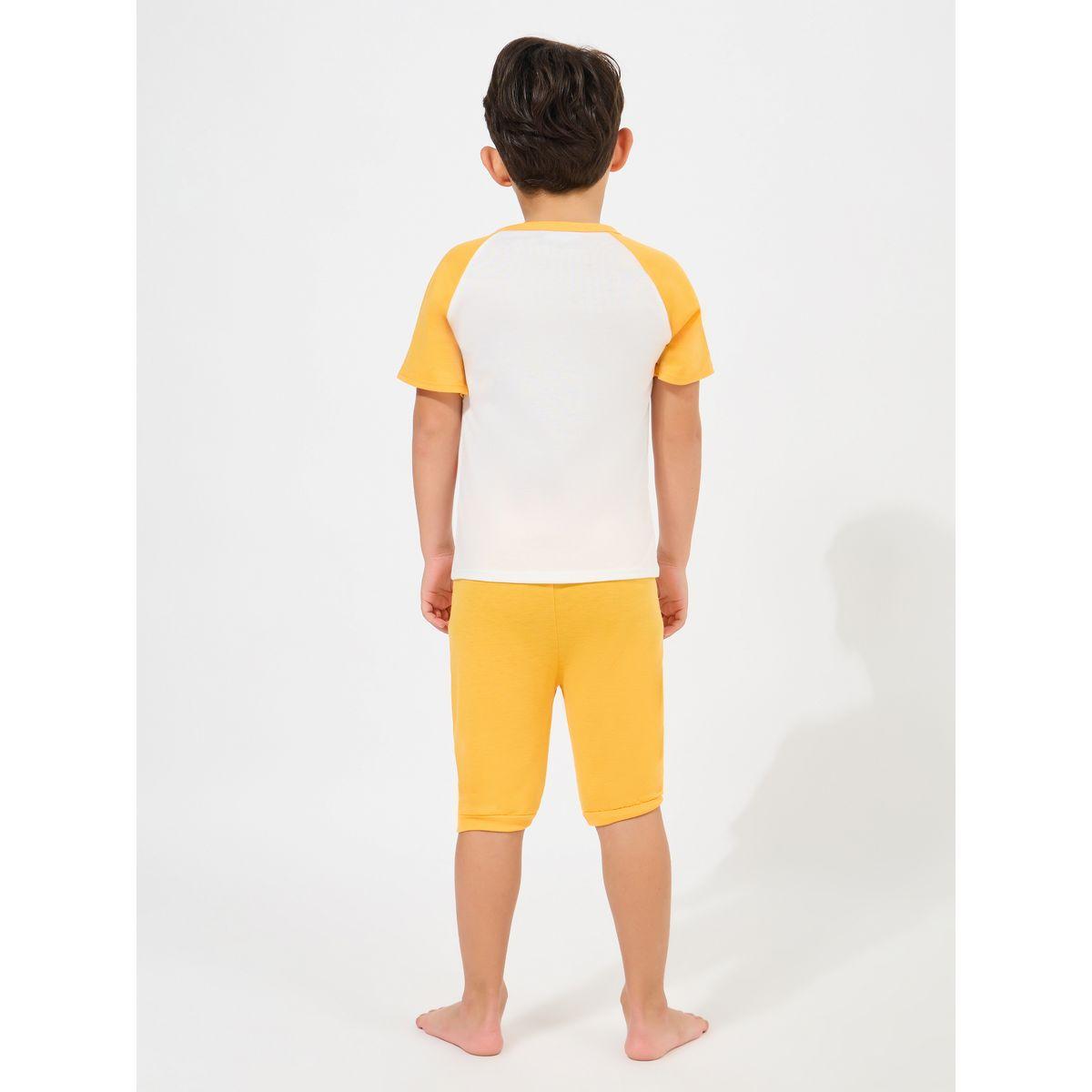Styli Bear Print Raglan T-Shirt & Shorts Set-boys-clothing-nightwear-image-4