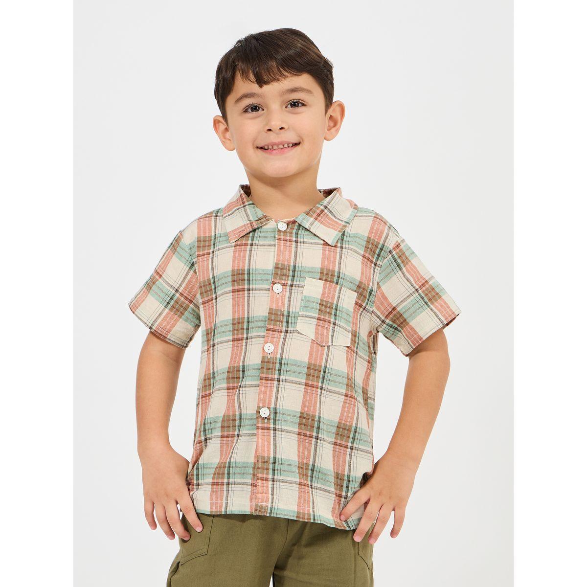 Styli Checked Print Shirt with Patch Pocket-boys-clothing-shirts-image-1