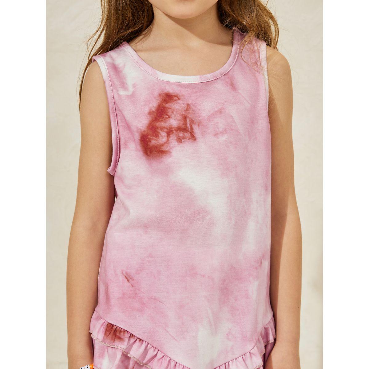 Styli Tie Dye Ruffle Hem Top & Wide Leg Pants Set-girls-clothing-setsandcoords-image-3