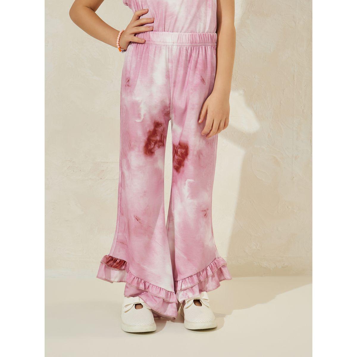 Styli Tie Dye Ruffle Hem Top & Wide Leg Pants Set-girls-clothing-setsandcoords-image-5