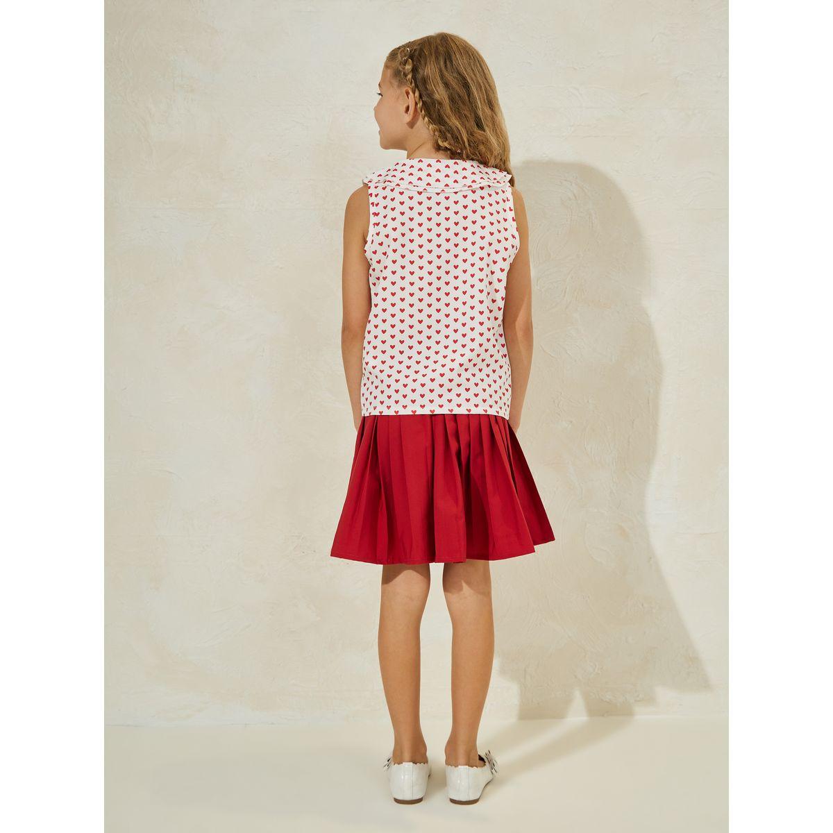 مجموعة من تنورة بكسرات مع بلوزة بطبعة قلوب-girls-clothing-setsandcoords-image-4
